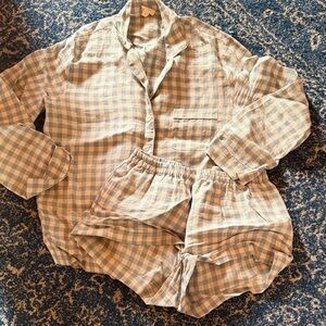 Blue and White Checkered Pajama Set